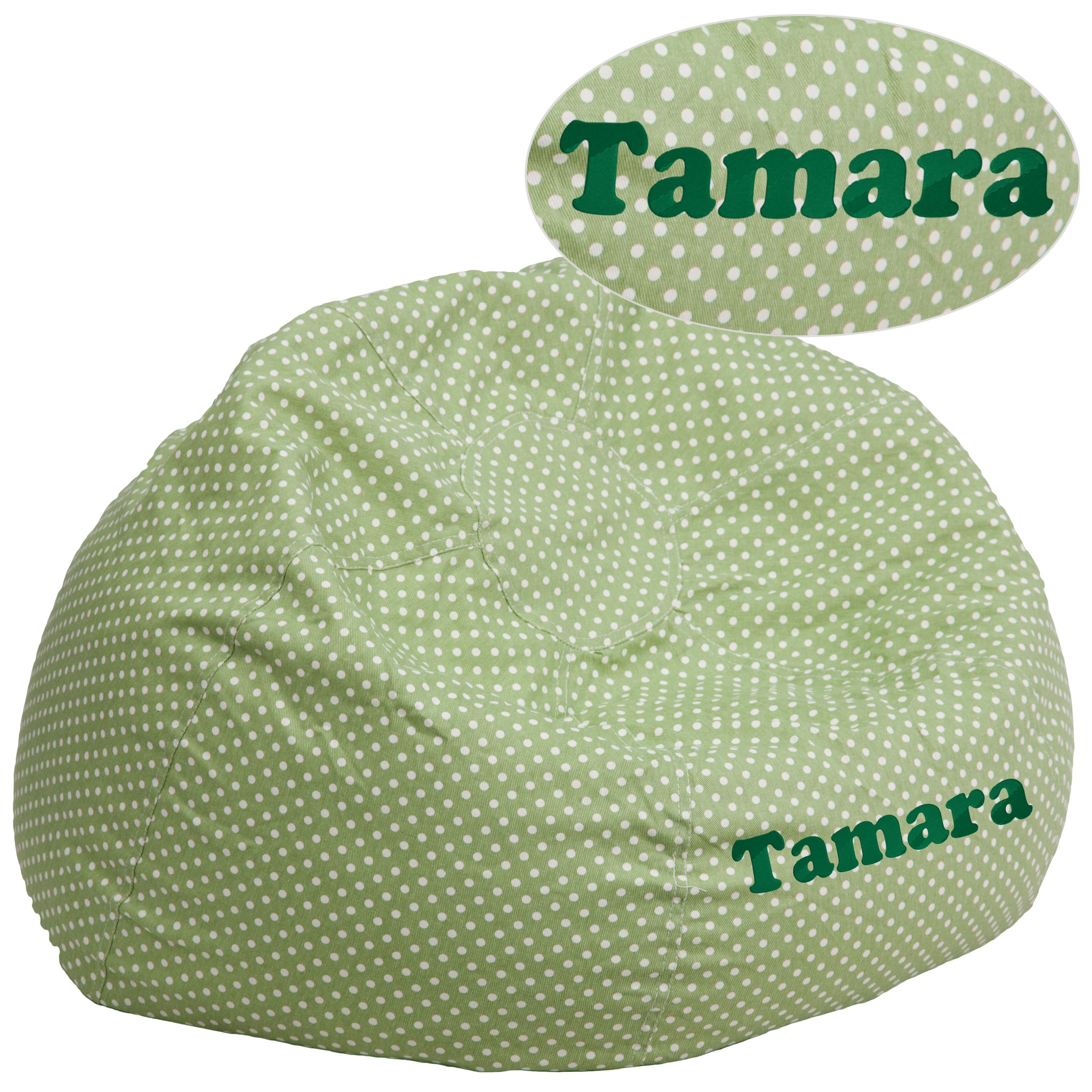 Flash Furniture - Duncan Personalized Oversized Dot Bean Bag Chair for Kids and Adults - Green