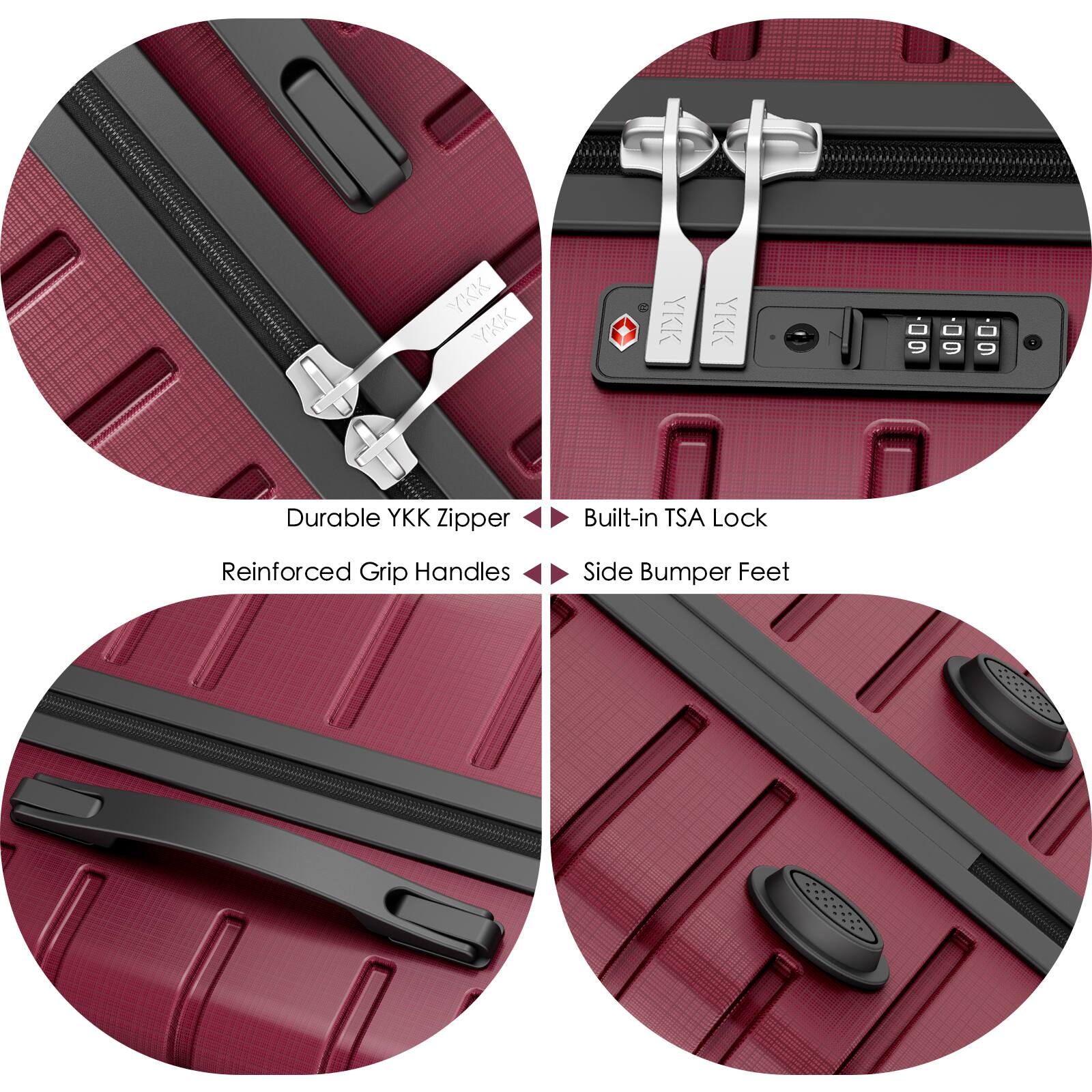 Sugift 3 Piece Hardshell Luggage Sets Checked Spinner PC & ABS