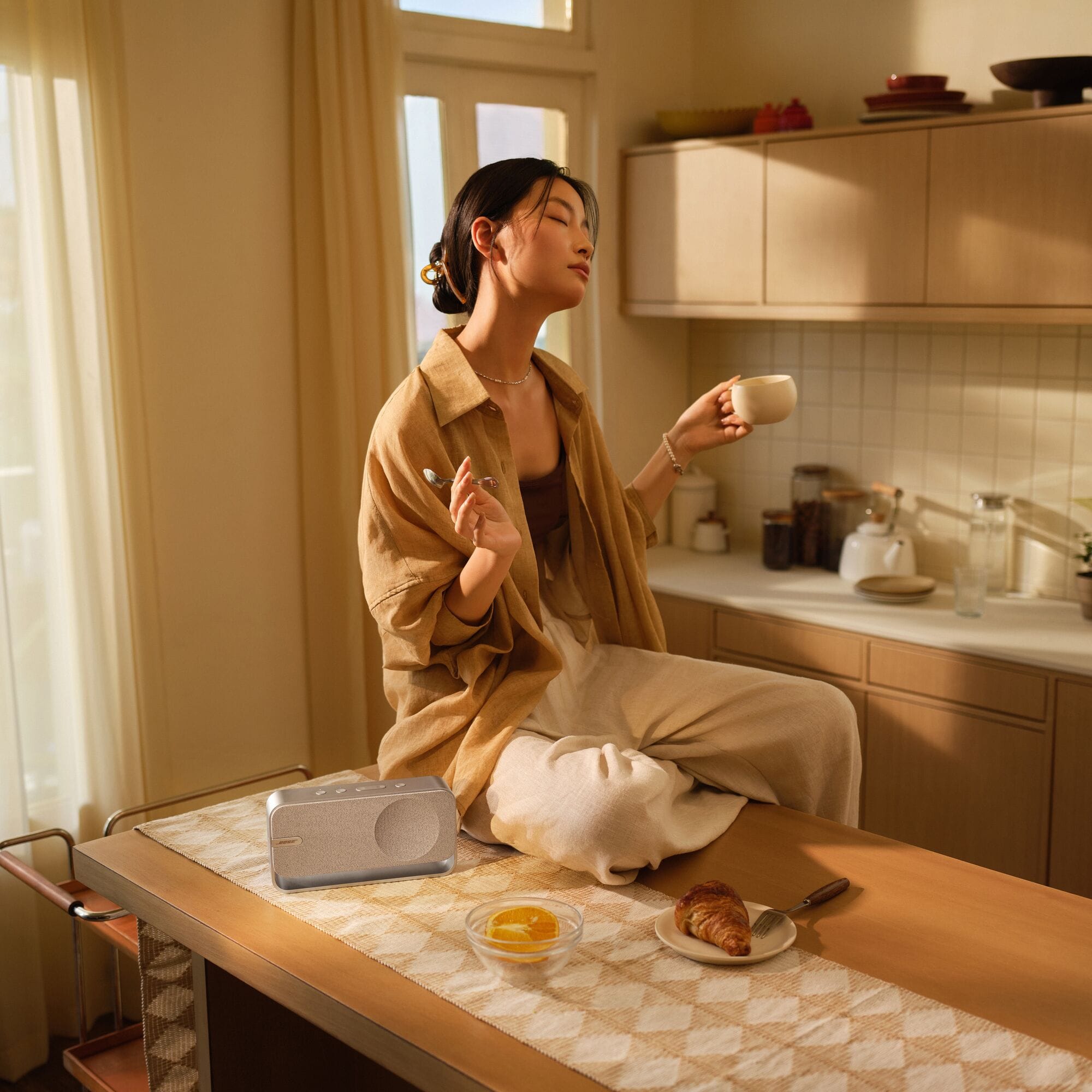 Alt View 8. Bose - SoundLink Home Portable Bluetooth Speaker - Light Silver.