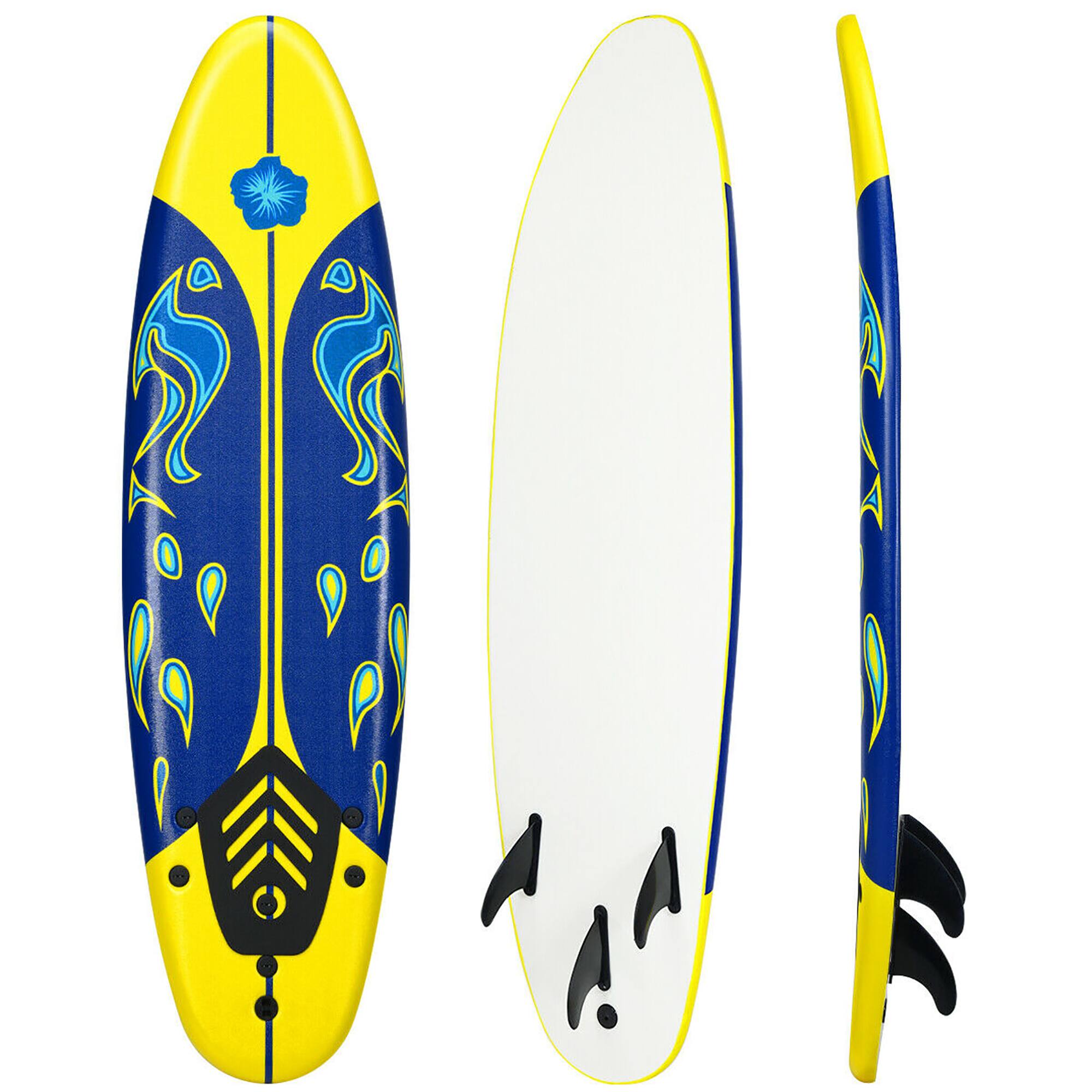 Alt View 10. Costway - Costway 6' Surfboard Foamie Body Surfing Board W/3  Fins & Leash for Kids Adults - Yellow.