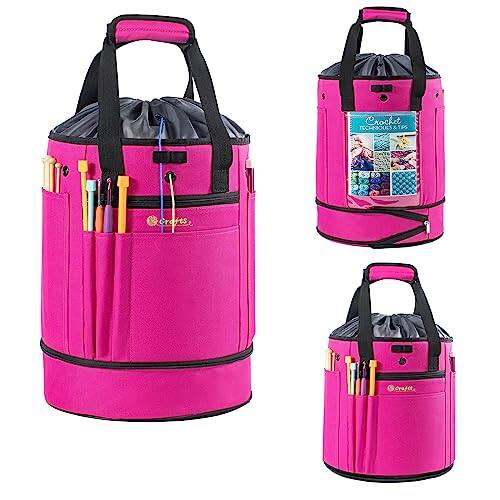 Vulpecula Spade - Expandable Yarn Storage Organizer, Crochet Bag & Yarn Tote with Zipper Closure, Yarn Holder for Crocheting and Knitting - Pink-Ⅰ