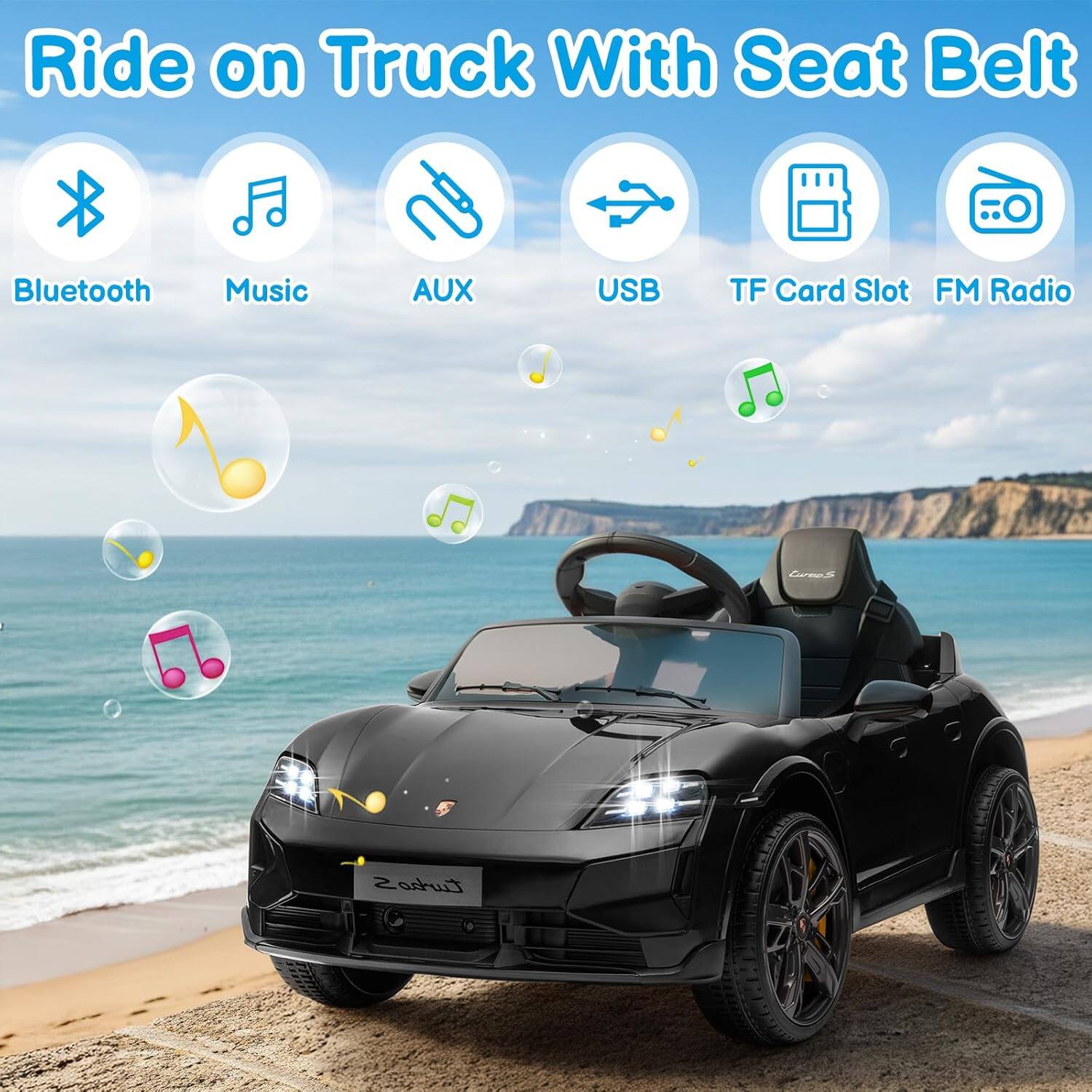 Ride on Truck With Seat Belt Bluetooth Music AUX USB TF Card Slot FM Radio