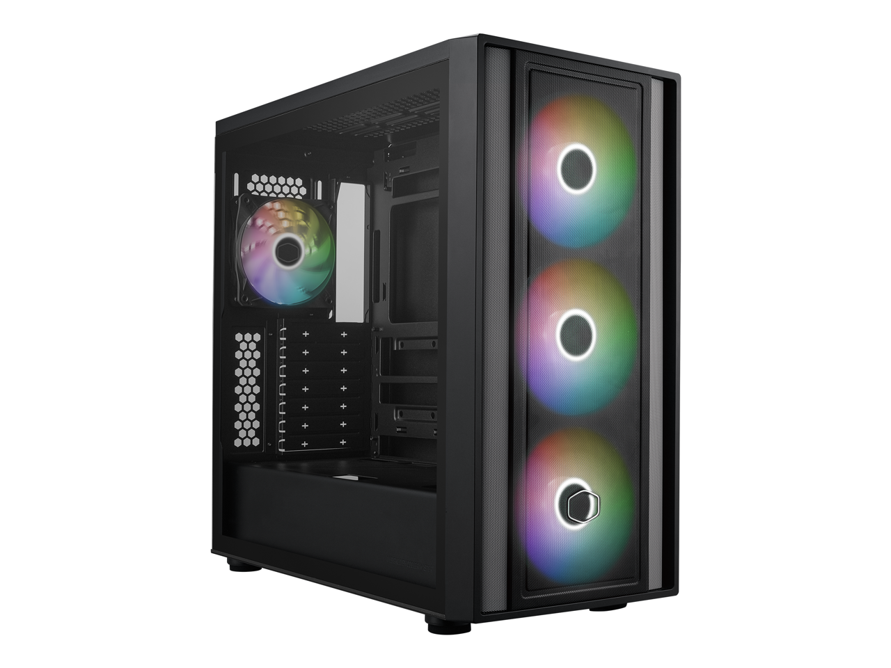 Alt View 10. Cooler Master - Cooler Master MasterBox 600 ATX Black Mid-Tower, 410mm GPU, 420mm AIO, Triple 140mm Fans, Tempered Glass - Black.