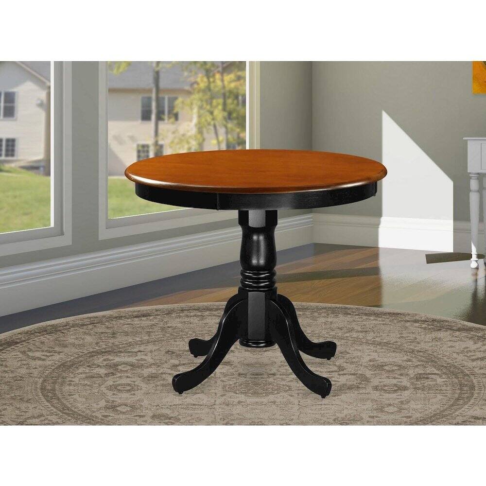 Alt View 2. East West Furniture - Antique Table 36" Round with Black and Cherry Finish - Black.