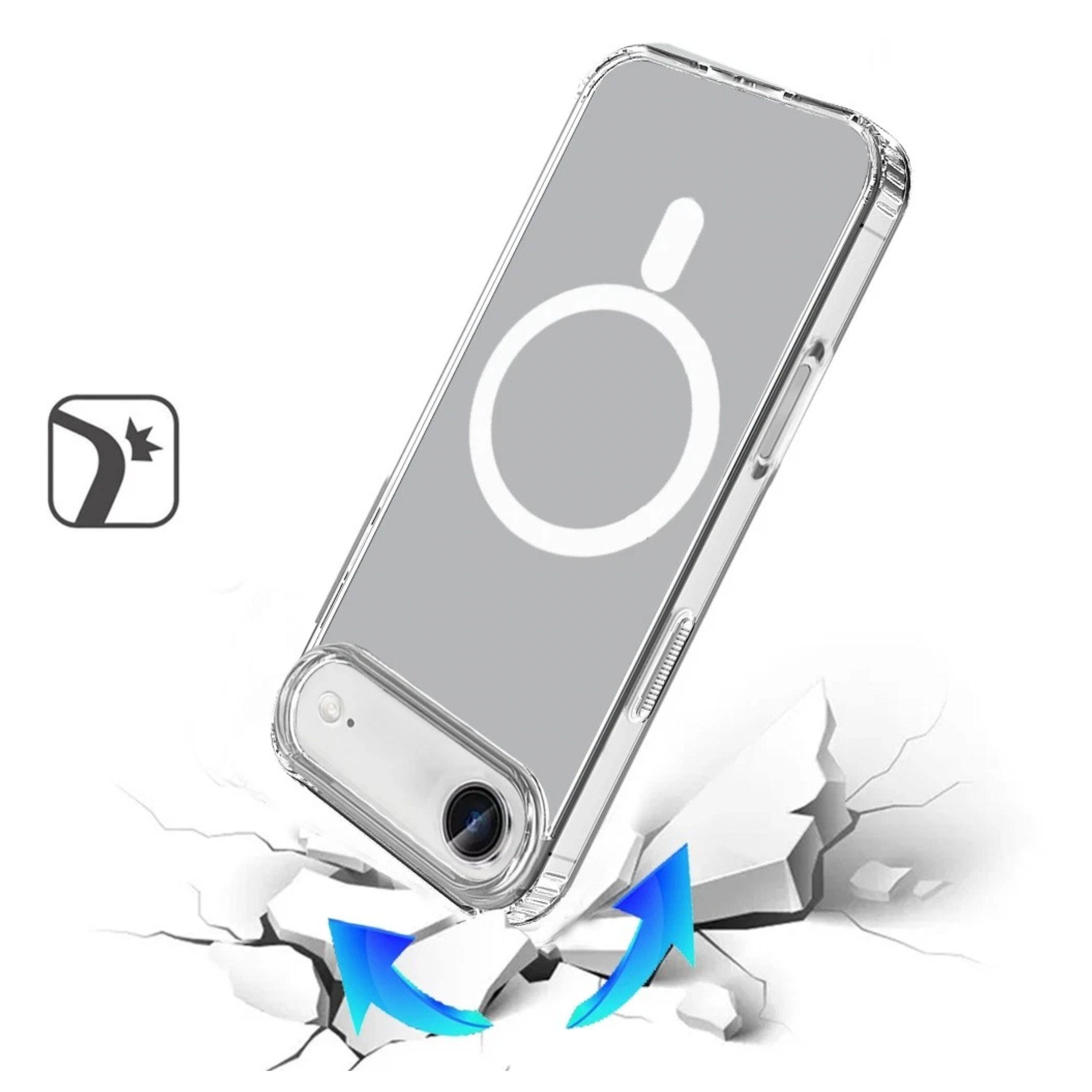 Angle. Kitcheniva - Transparent Phone Case With Magnetic Circle Tempered Glass For iPhone Air - Clear.