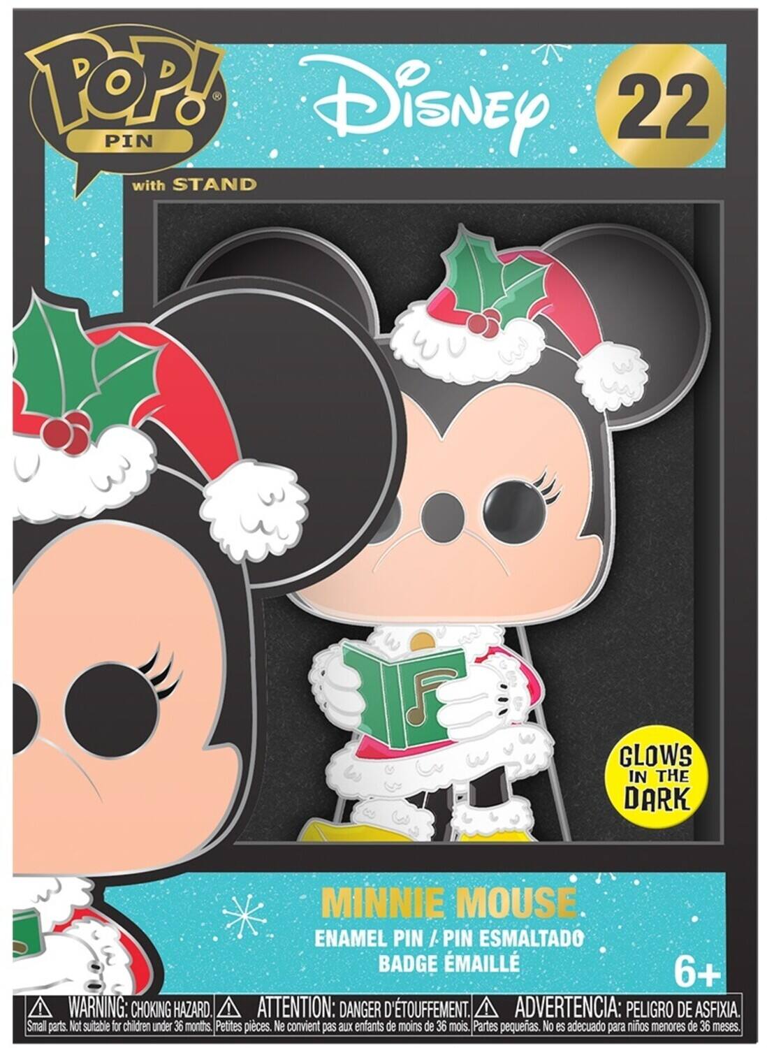 POP! DisnEy 22 PIN with STAND GLOWS IN THE DARK MINNIE MOUSE ENAMEL PIN /PIN ESMALTADO BADGE ÉMAILLÉ 6+ ! WARNING: CHOKING HAZARD. ATTENTION: DANGER D'TOUFFEMENT. ADVERTENCIA: PELIGRO DE ASFIXIA. Small parts. Not suitable for children under 36 months. Petites pices. Ne convient pas aux enfants de moins de 36 mois. Partes pequeas. No es adecuado para niños menores de 36 meses.