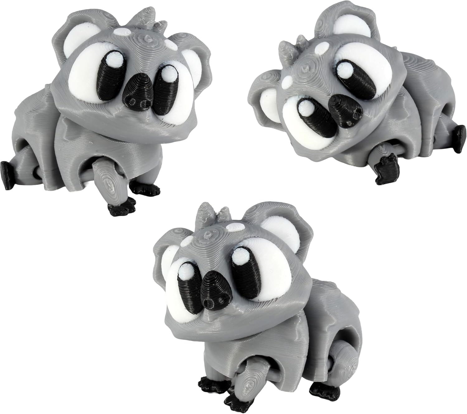 3D Printed Articulated Koala Fidget Toy 3 Pack – Flexible Cute Animal Desk Decor, Adult Fidget Collectible by PowerTRC