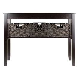 Hivvago - 2 Tier Entryway Hall Console Table with 3 Storage Baskets - Espresso