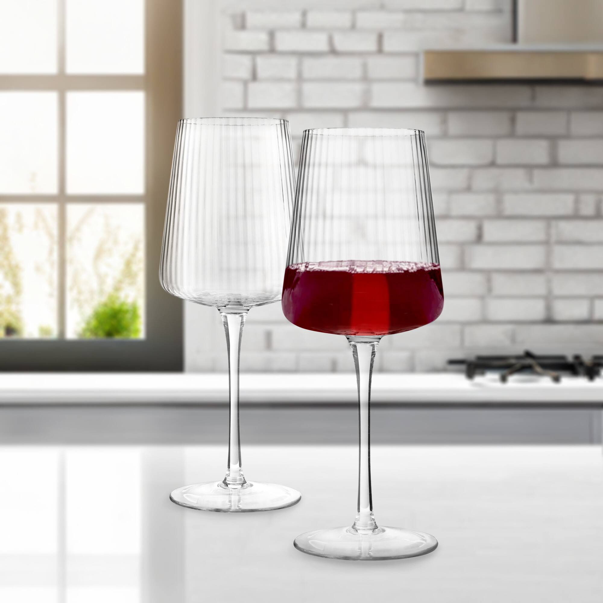 Back. Artland - Artland Soho Optic Stemmed Glass Set, Clear 8-Piece (4 Flutes & 4 Goblets) - Clear.