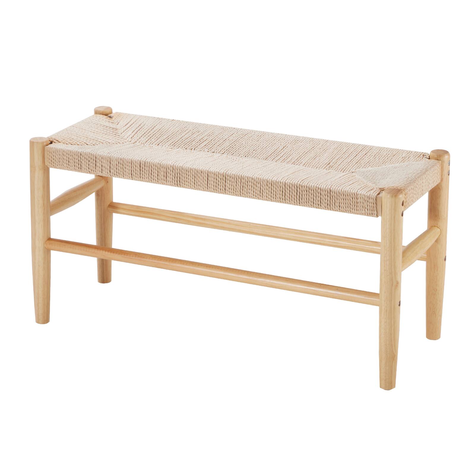 Alt View 5. VEVOR - Rattan Bench, 31.5" Wooden Rattan Bench, Entrywway Bench with Oak Wood Legs, Bedroom End of Bed Boho Bench - Wood.