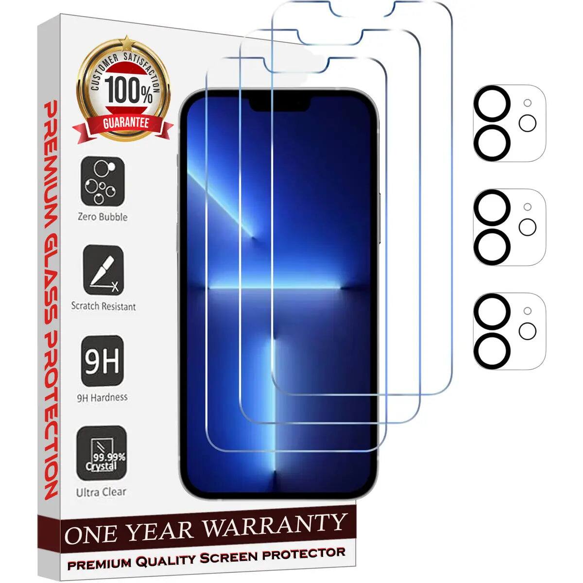 CUSTOMER 100% SATISFACTION GUARANTEE PREMIUM Zero Bubble GLASS Scratch Resistant 9H 9H Hardness PROTECTION ONE Ultra Crystal 99.99% Clear YEAR SCREEN WARRANTY PROTECTOR PREMIUM QUALITY