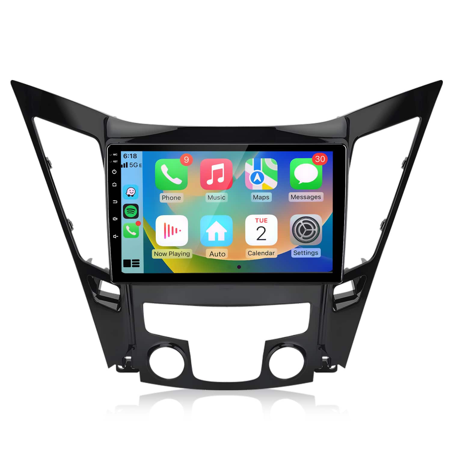 Junsun - 9"Android 15 4+64GB carplay 8 Core For Hyundai Sonata 2011-2015 Car Stereo Radio GPS Navi RDS WIFI SWC DSP FM Bluetooth - Black