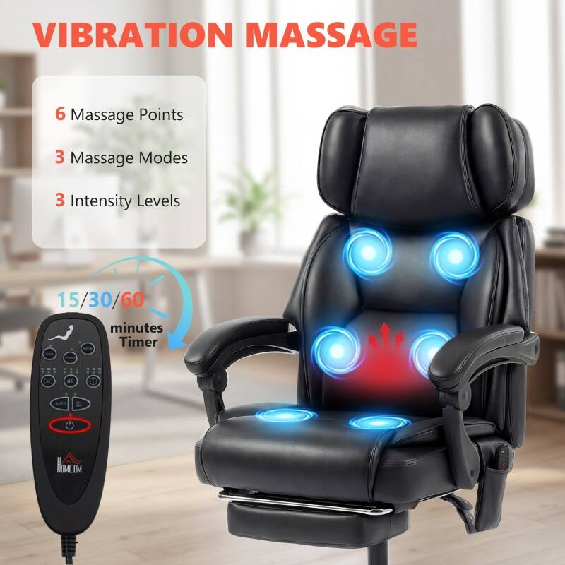 Vibration Massage  
6 Massage Points  
3 Massage Modes  
3 Intensity Levels  
15/30/60 minutes Timer  

AUTO  
B  
HOMCOM