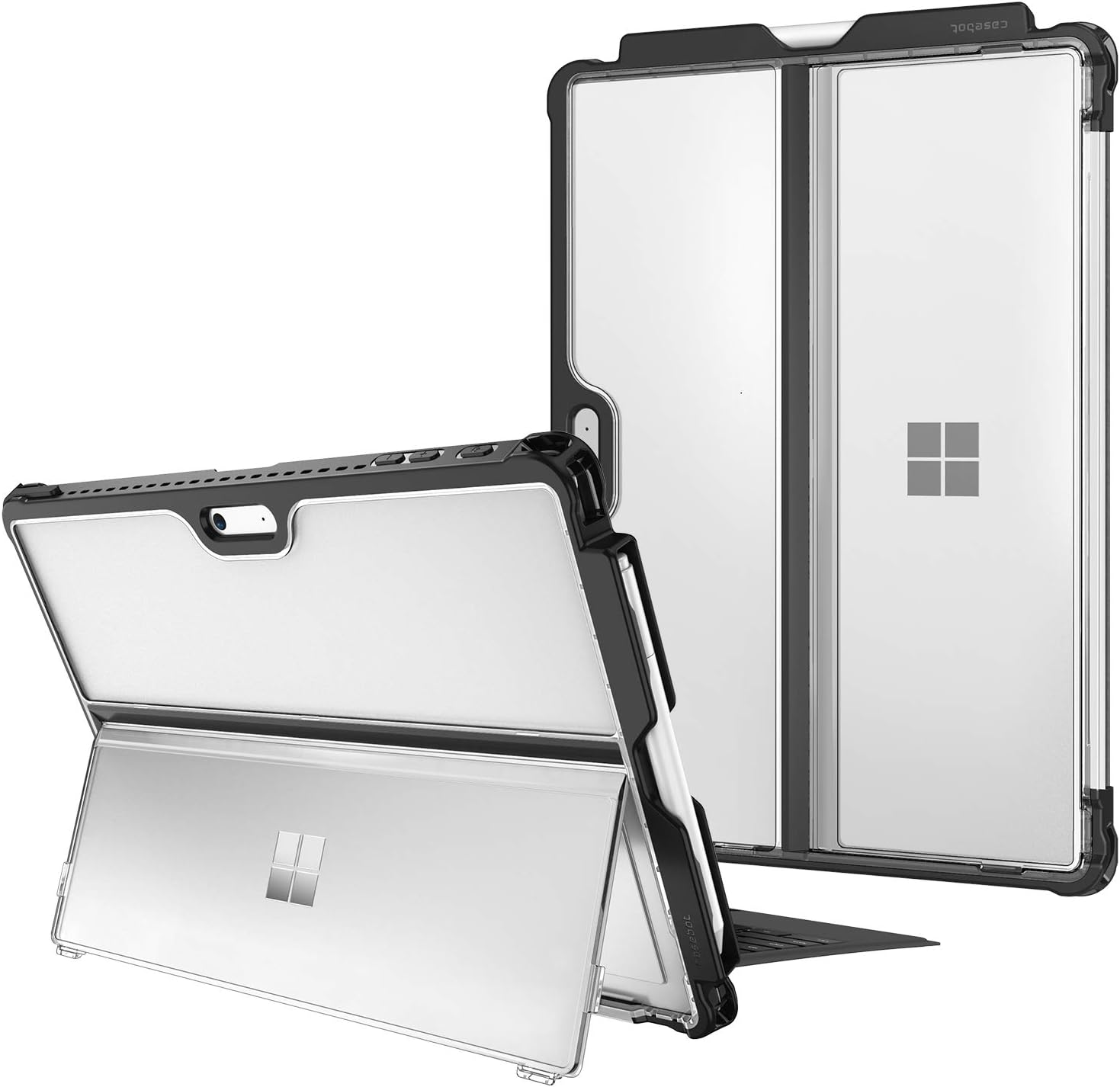 Front. Fintie - Hard Case for 12.3 inch Microsoft Surface Pro 7+/7/6/5/LTE, Shockproof Folio Protective Rugged Cover Original Kickstand - Frost Clear.