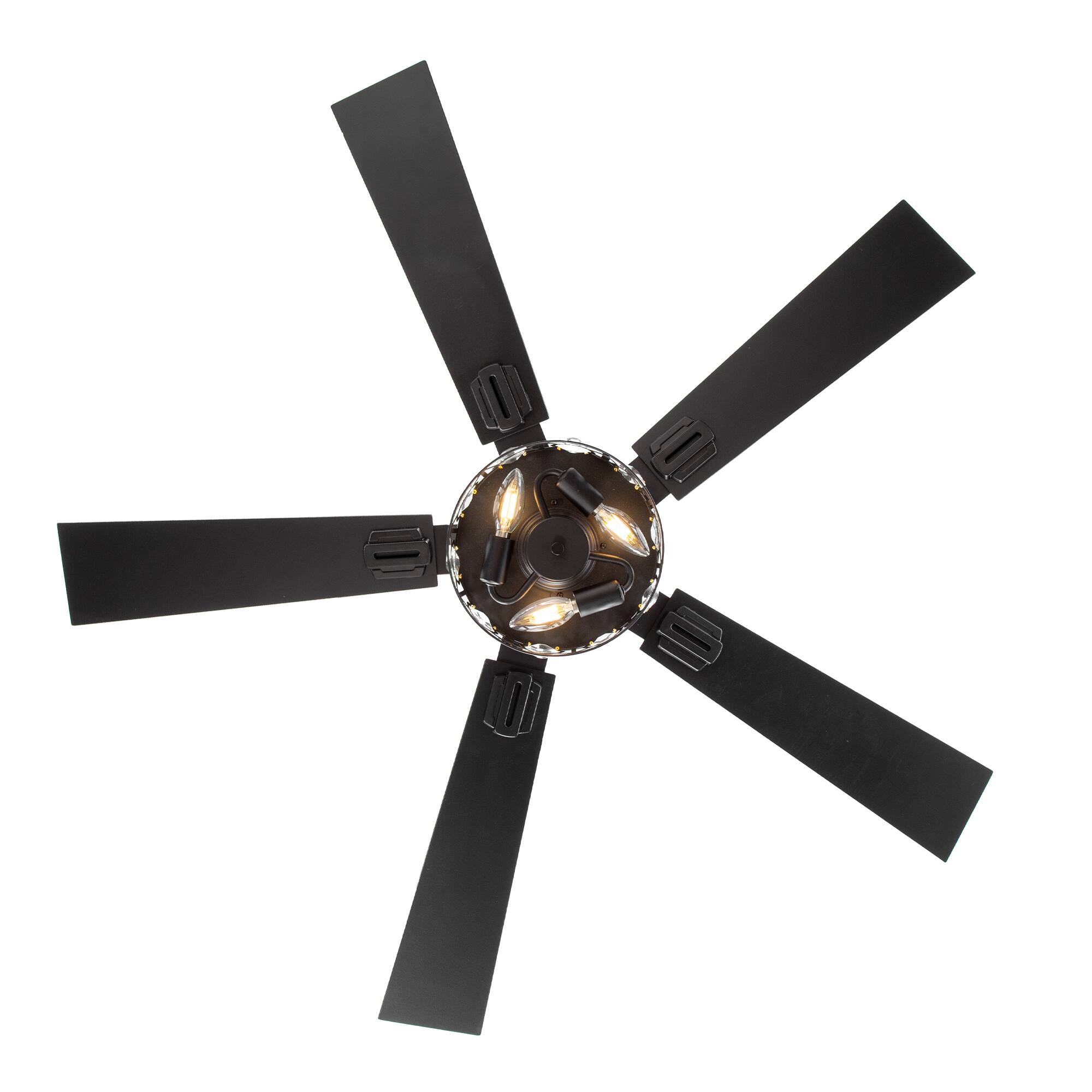 Alt View 9. Breezary - 48" Ceiling Fan with 5 Plywood Dual Finish Blades, 6 Speeds, DC Motor, 4''&8'' Downrods, Remote Control & Timer - Matte Black and Dark Wood Grain.