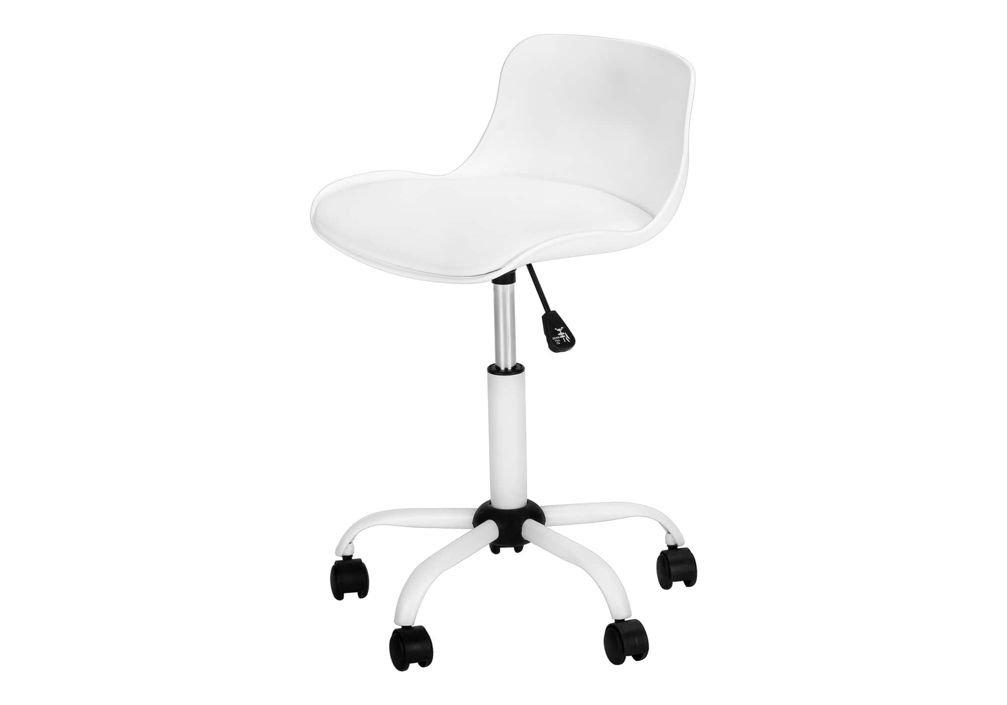 Spaco - Modern Kids Office Chair, Leather Look, Adjustable Height, Swivel and Ergonomic Low Back,for Home, Kids - White
