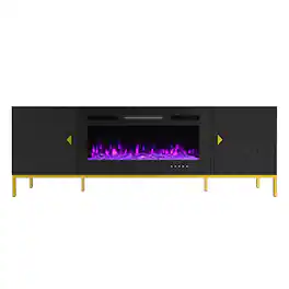 Boyel Living - TV Stand Fits TVs up to 75 in. with 36 in. Electric Fireplace - Black