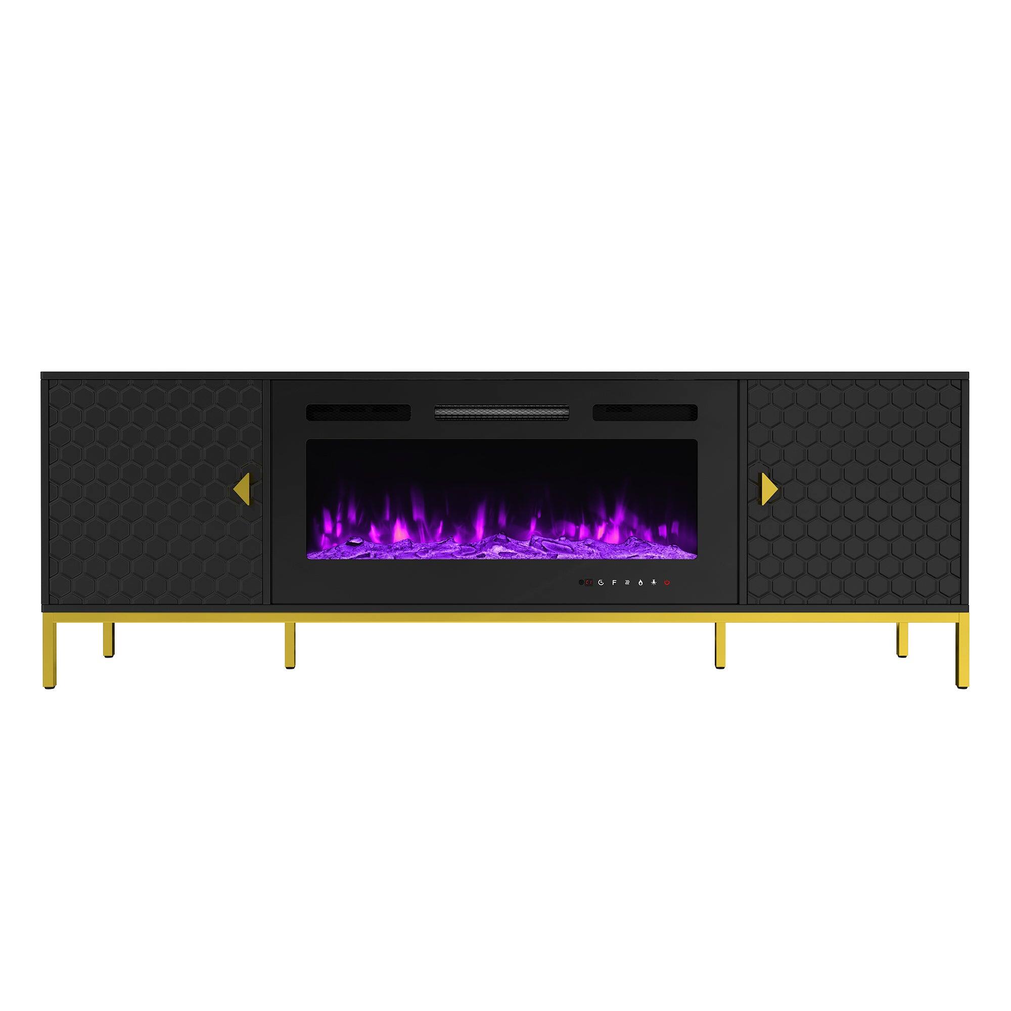 Front. Boyel Living - TV Stand Fits TVs up to 75 in. with Black 36 in. Electric Fireplace - Black.