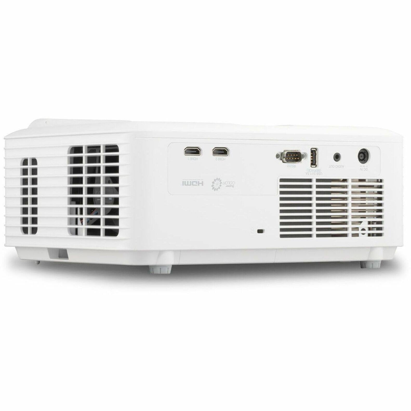 The image features a white LG projector, which is a type of multimedia projector. It is designed for various purposes, such as presentations, video streaming, and gaming. The projector is placed on a white surface, and it has a sleek and modern appearance. The image showcases the projector's design and functionality, making it an ideal choice for users who require a versatile and reliable multimedia device.