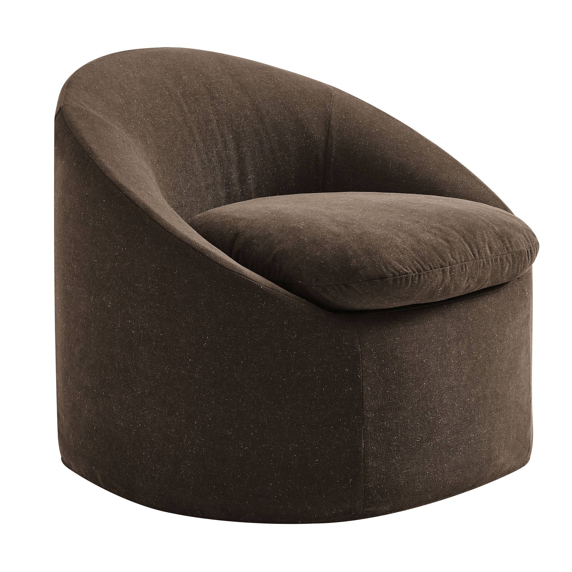 Angle. Modway - Sadie Slipcovered Linen-Blend Round Accent Chair by Modway - Cocoa.