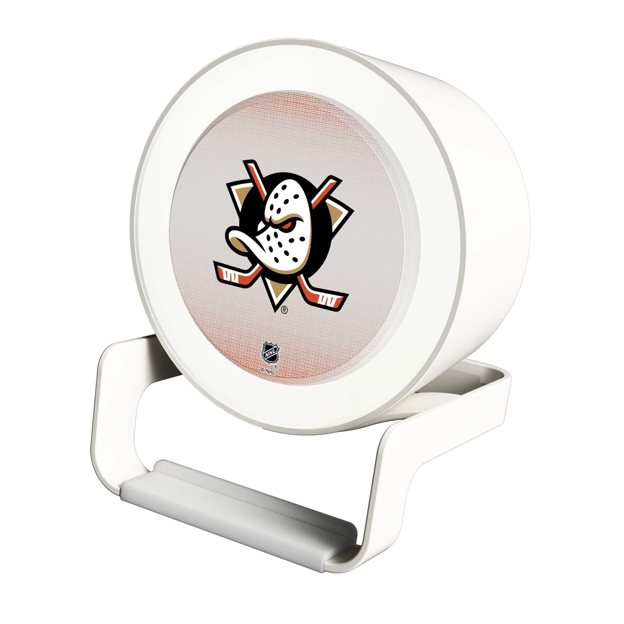 Front. Keyscaper - Anaheim Ducks Linen Print Nightlight Charger & Bluetooth Speaker - White.