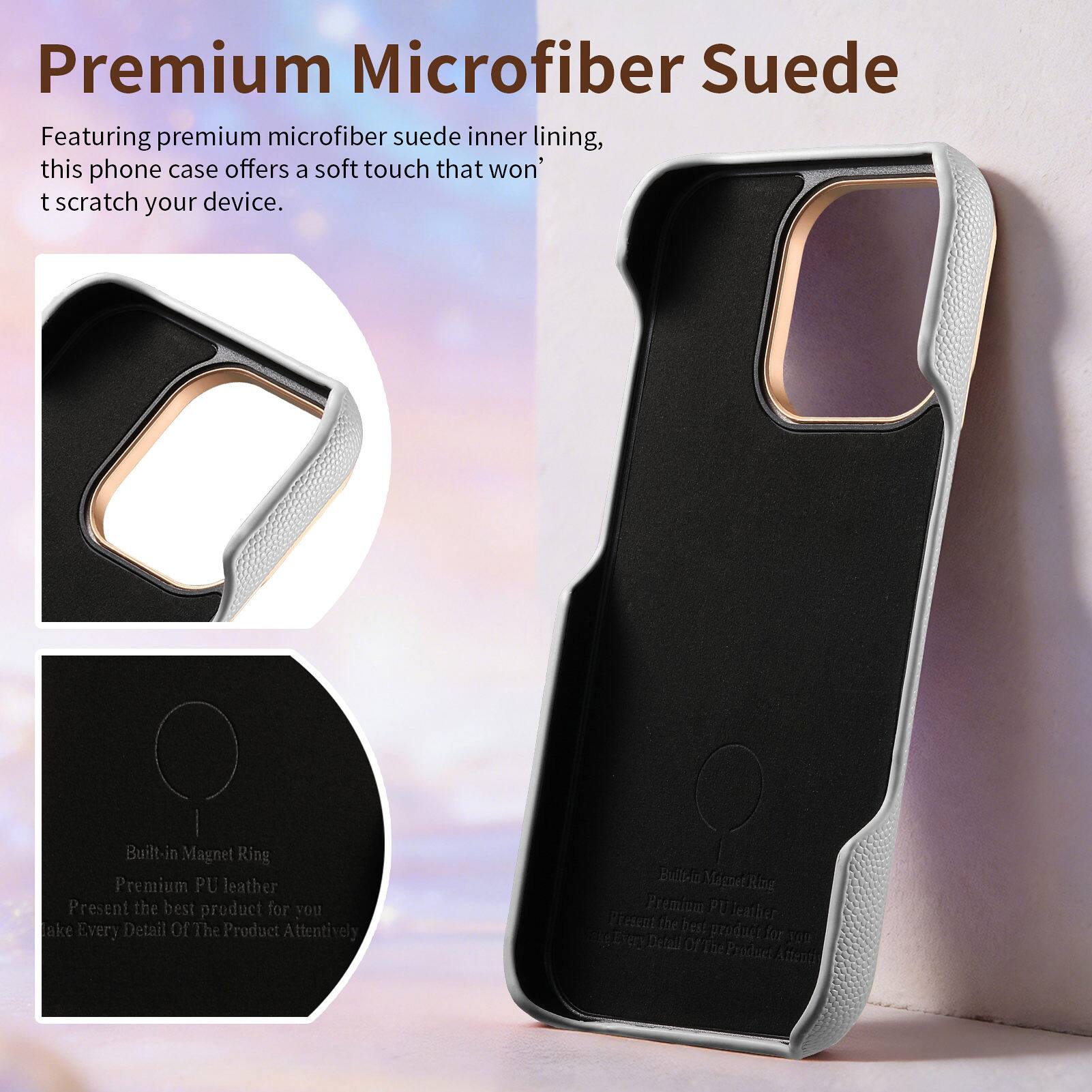 Premium Microfiber Suede

Featuring premium microfiber suede inner lining, this phone case offers a soft touch that won't scratch your device.

Built-in Magnet Ring
Premium PU leather
Present the best product for you
Take Every Detail Of The Product Attentively
