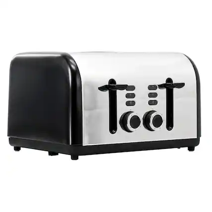 Front. Redmond - Redmond 4-Slice Wide Slot 1400W Stainless Steel Toaster in Black - Black.