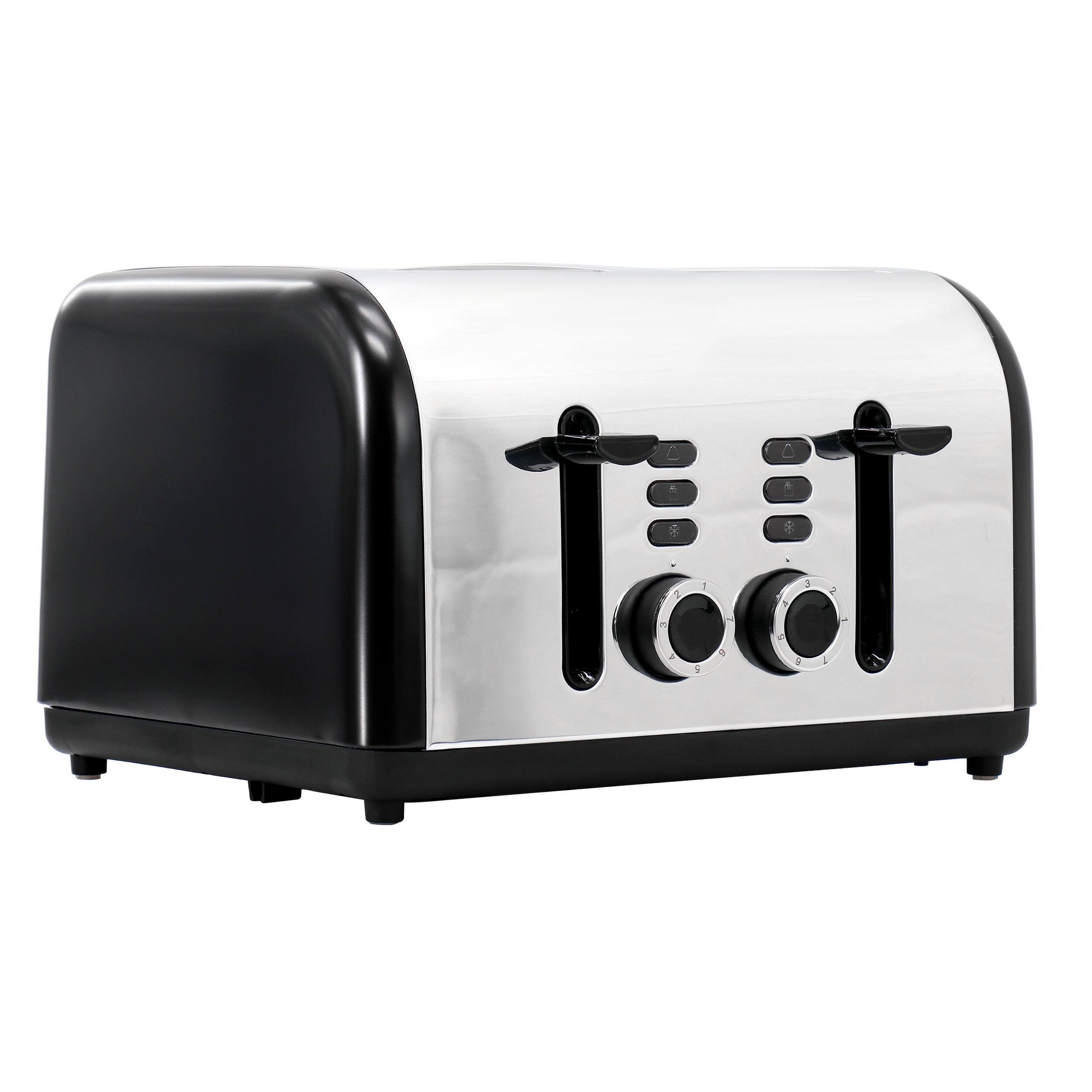 Redmond - 4-Slice Wide Slot 1400W Stainless Steel Toaster - Black