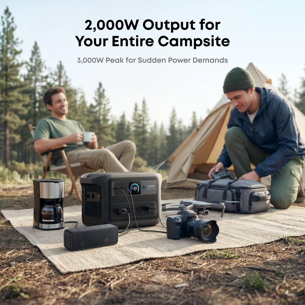 2,000W Output for Your Entire Campsite  
3,000W Peak for Sudden Power Demands