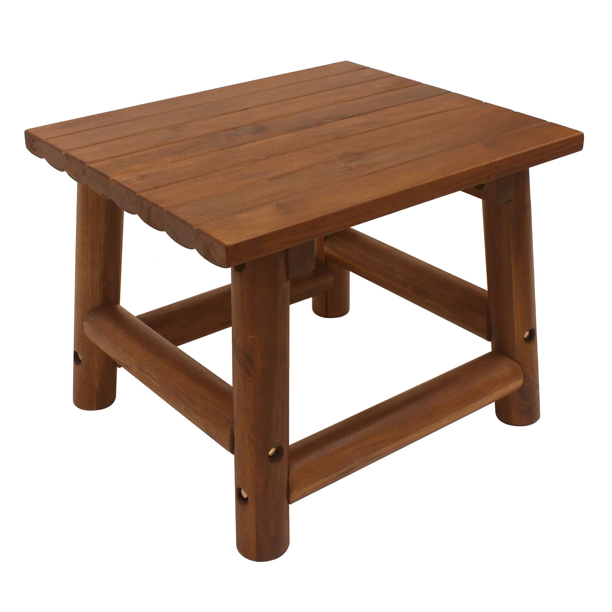 Front. Leigh Country - Leigh Country Amber Log Outdoor Patio Handcrafted Hardwood End Table, Brown - Brown.