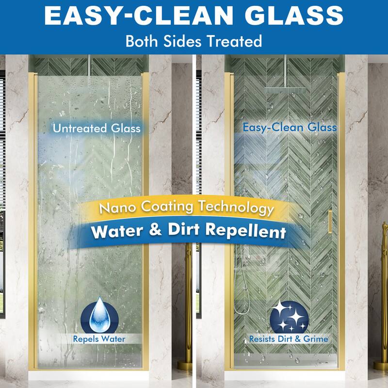 EASY-CLEAN GLASS  
Both Sides Treated  

Untreated Glass  
Easy-Clean Glass  

Nano Coating Technology  
Water & Dirt Repellent  

Repels Water  
Resists Dirt & Grime
