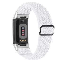 StrapsCo - Comfort Stretch Band Elastic Nylon Watch Strap For Fitbit Charge 6 - White