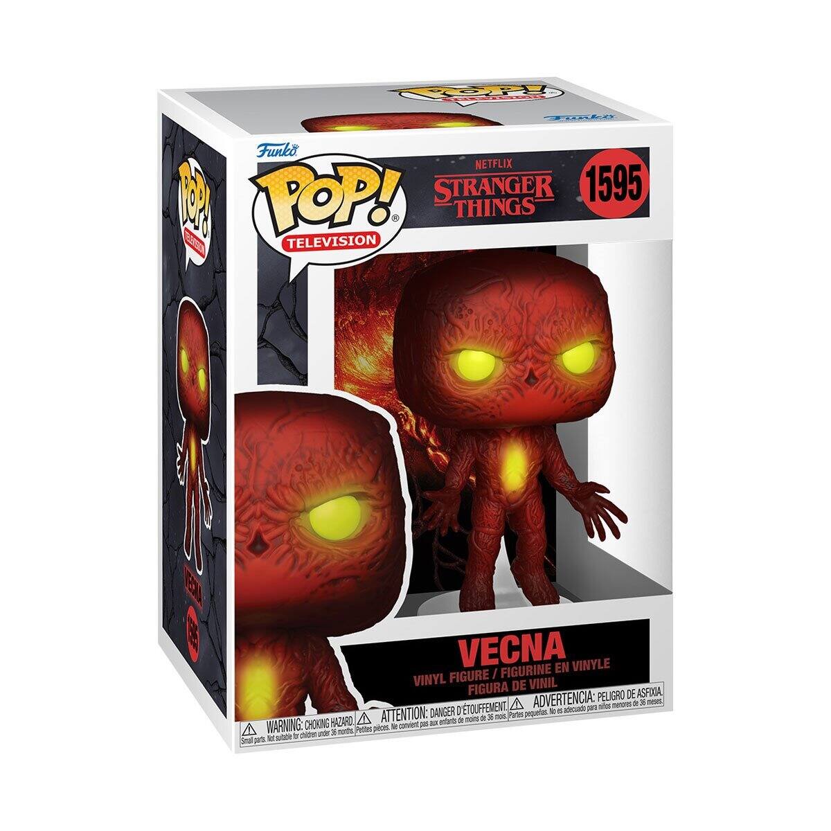 Funko POP! TELEVISION  
NETFLIX STRANGER THINGS  
1595  

VECNA  
VINYL FIGURE / FIGURINE EN VINYLE / FIGURA DE VINIL  

WARNING: CHOKING HAZARD - Small parts. Not for children under 3 years.  
ATTENTION: DANGER - Petites pièces. Ne convient pas aux enfants de moins de 3 ans.  
ADVERTENCIA: PELIGRO DE ASFIXIA - Piezas pequeñas. No es adecuado para niños menores de 3 años.