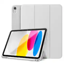 Vena - For Apple iPad A16 Case, iPad 10th Generation Case, iPad 11th Gen Case Trifold Stand Slim Protective Cover, Gray - Light Gray