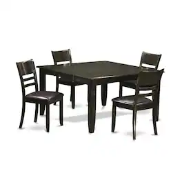 East West Furniture - 5 Pc Dining room set-Dinette Table with Leaf and 4 Dinette Chairs - Cappuccino
