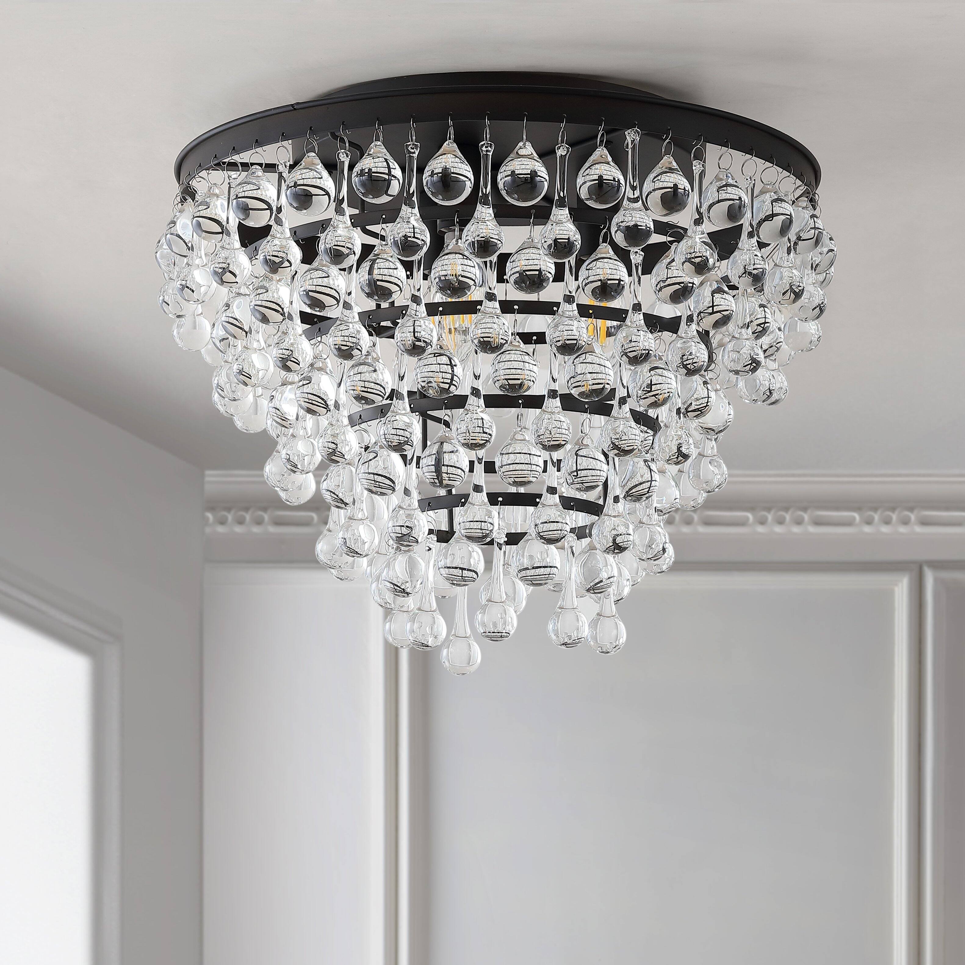 Alt View 5. Jonathan Y - Toronto 16" Metal/Crystal LED Flush Mount, Oil Rubbed Bronze - Oil Rubbed Bronze.