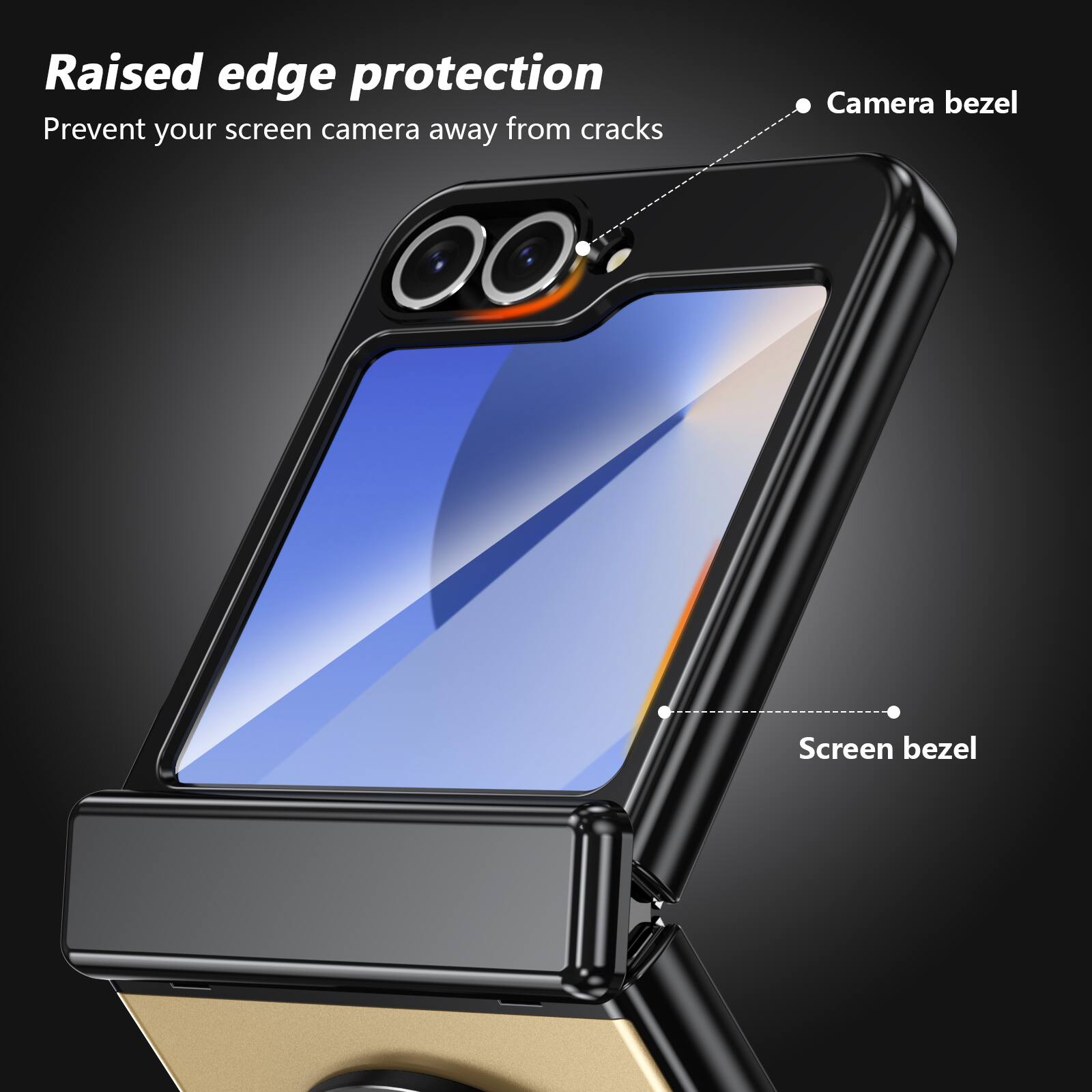 Raised edge protection  
Prevent your screen camera away from cracks  
Camera bezel  
Screen bezel