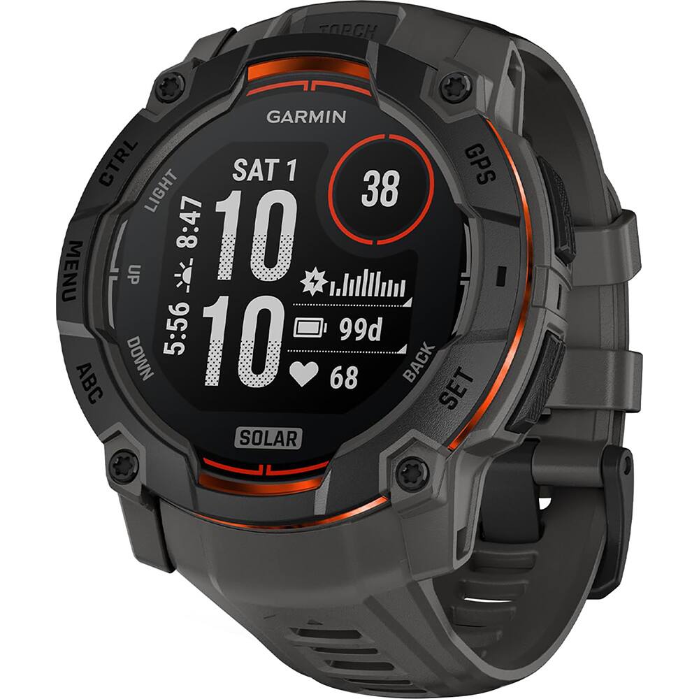 TORCH GARMIN CTRL SAT 1 38 GPS LIGHT 8:47 10 MENU UP 5:56 10 99d ABC DOWN 68 BACK SET SOLAR
