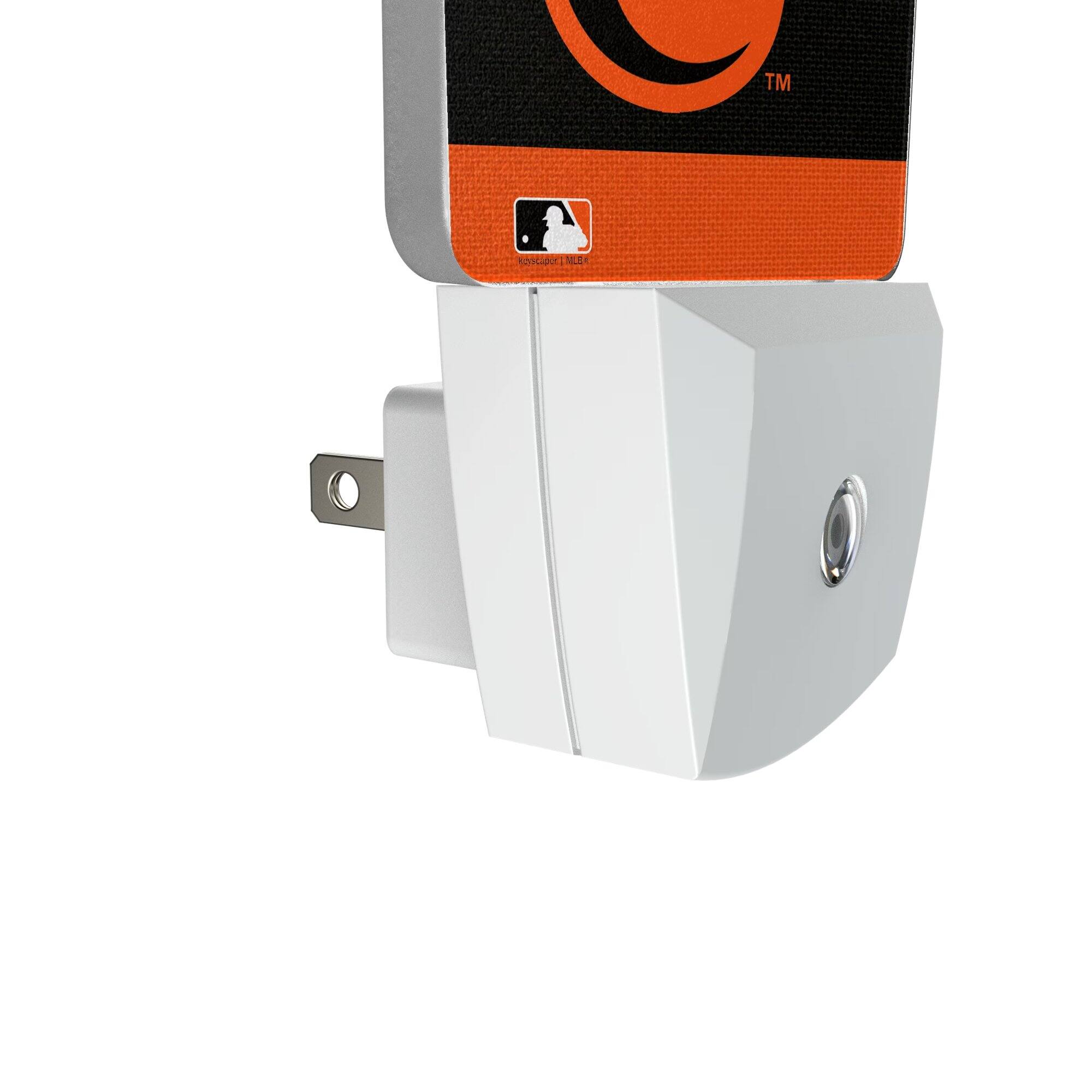 Alt View 2. Keyscaper - Baltimore Orioles Primary Logo Stripe Design Nightlight 2-Pack - Multicolor.