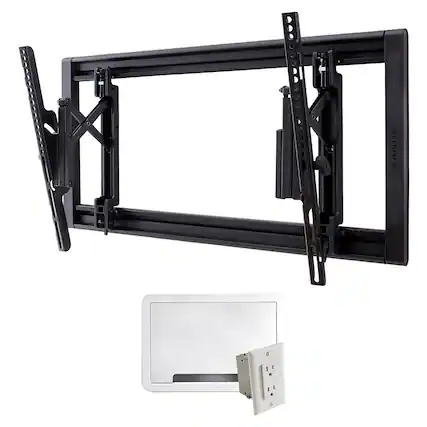 Front. Sanus - Sanus VLT7-B2 Large Advanced Tilt 4D TV Wall Mount for 42"-90" TVs and 9" TV Media In-Wall Box with Power Supply Kit - Black.