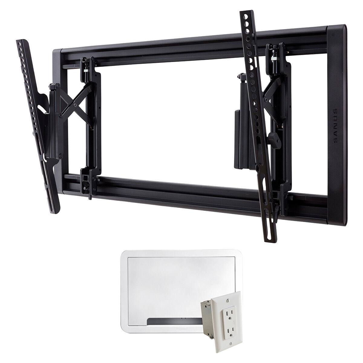 Front. Sanus - Sanus VLT7-B2 Large Advanced Tilt 4D TV Wall Mount for 42"-90" TVs and 9" TV Media In-Wall Box with Power Supply Kit - Black.