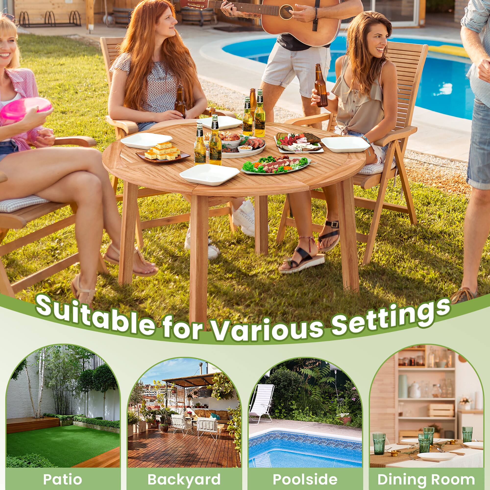 Suitable for Various Settings

Patio  
Backyard  
Poolside  
Dining Room