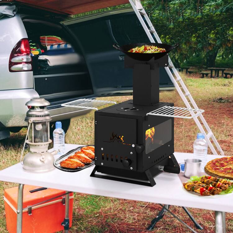 Mondawe Portable Wood Burning Stove Mini Heater Burner with Pot
