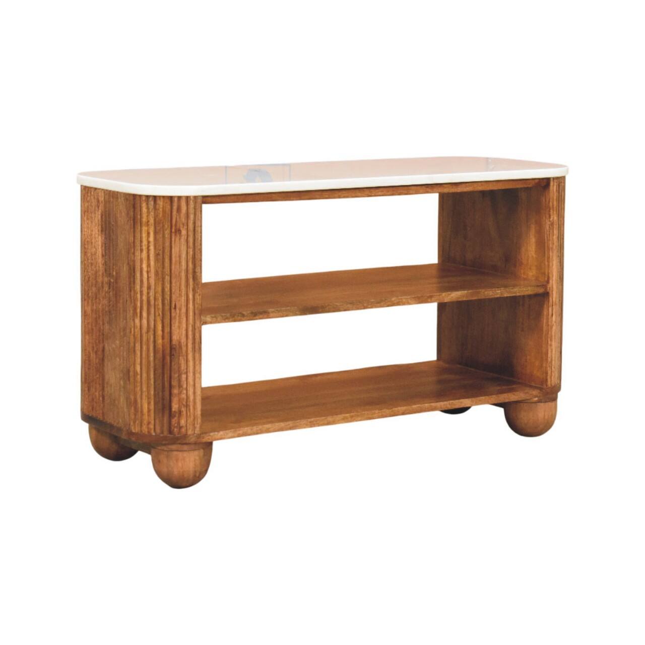 Angle. Artisan Furniture - Artisan Furniture Solid Wood Beaumont Marble Shoe Bench, Brown - Brown.