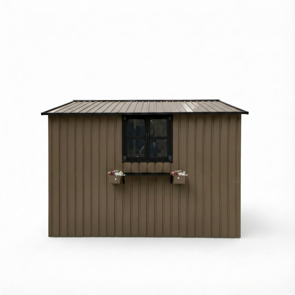 Alt View 10. Loheer - Loheer 10x8 FT Outdoor Metal Storage Shed with Window Lockable Double Doors Waterproof Garden Tool Shed Brown Black.
