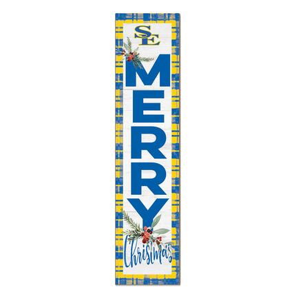 Front. Jardine - Southeastern Oklahoma State Savage Storm 12'' x 48'' Outdoor Merry Christmas Leaner - White.