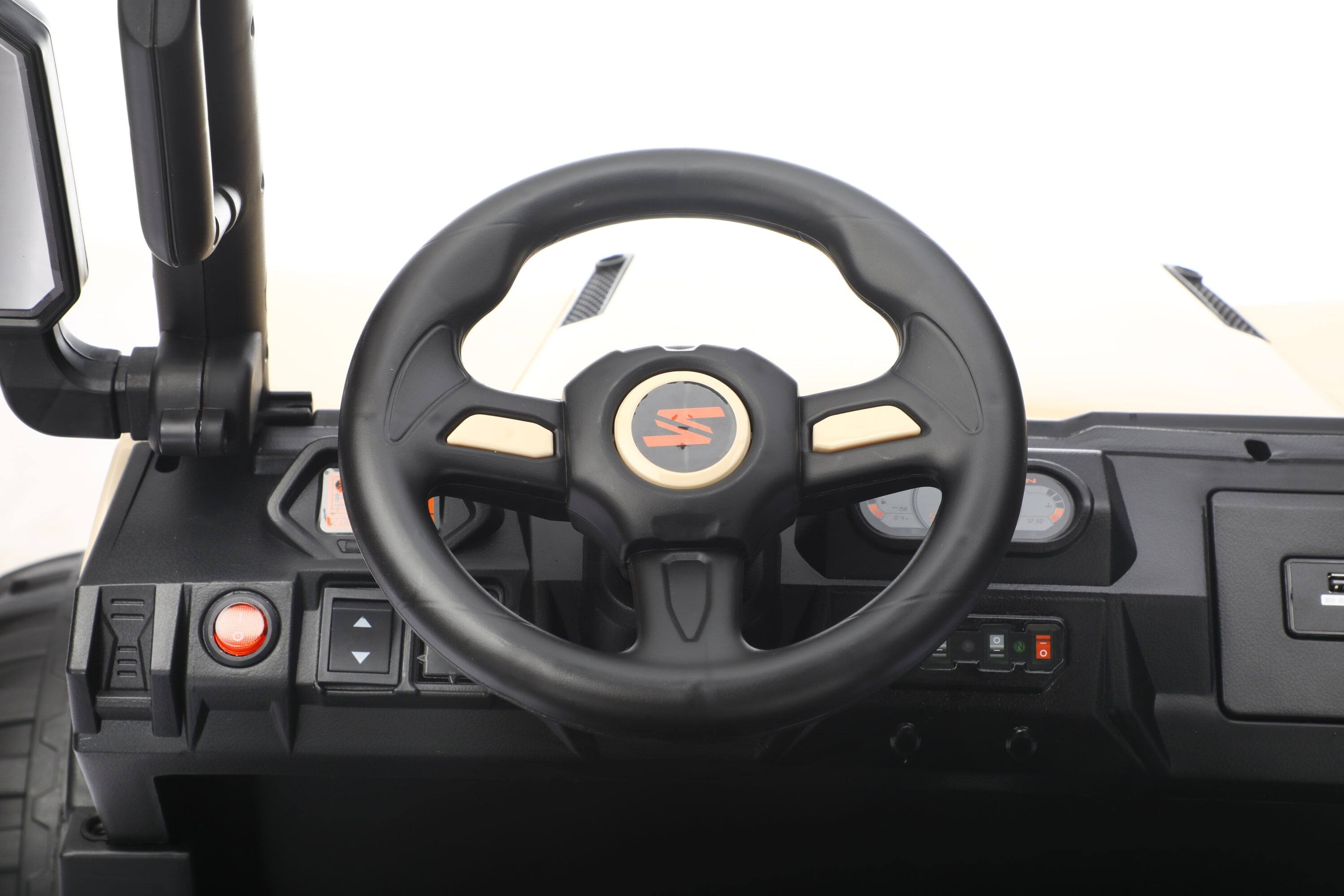 Alt View 2. BreeBe - 24V Kids 2-Seater Golf Cart, 4WD, Remote Control, Sun Shade, Storage Trunk, LED Lights, Sounds, Wireless, Ages 3+, Beige - Beige.