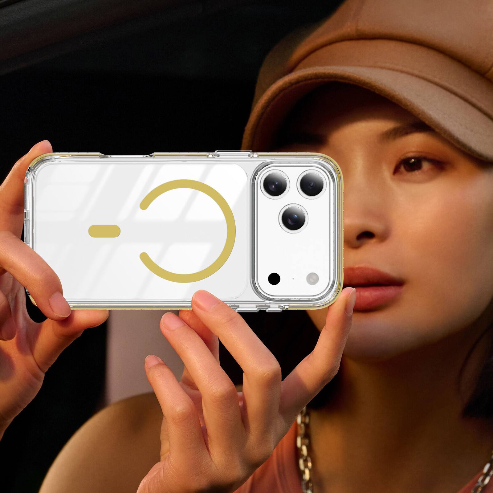 Alt View 4. UUCOVER - Magnetic Case for Apple iPhone 18 Pro Max, Compatible with MagSafe, Shockproof Anti-slip Bumper Anti-Scratch Clear Cover - Yellow.