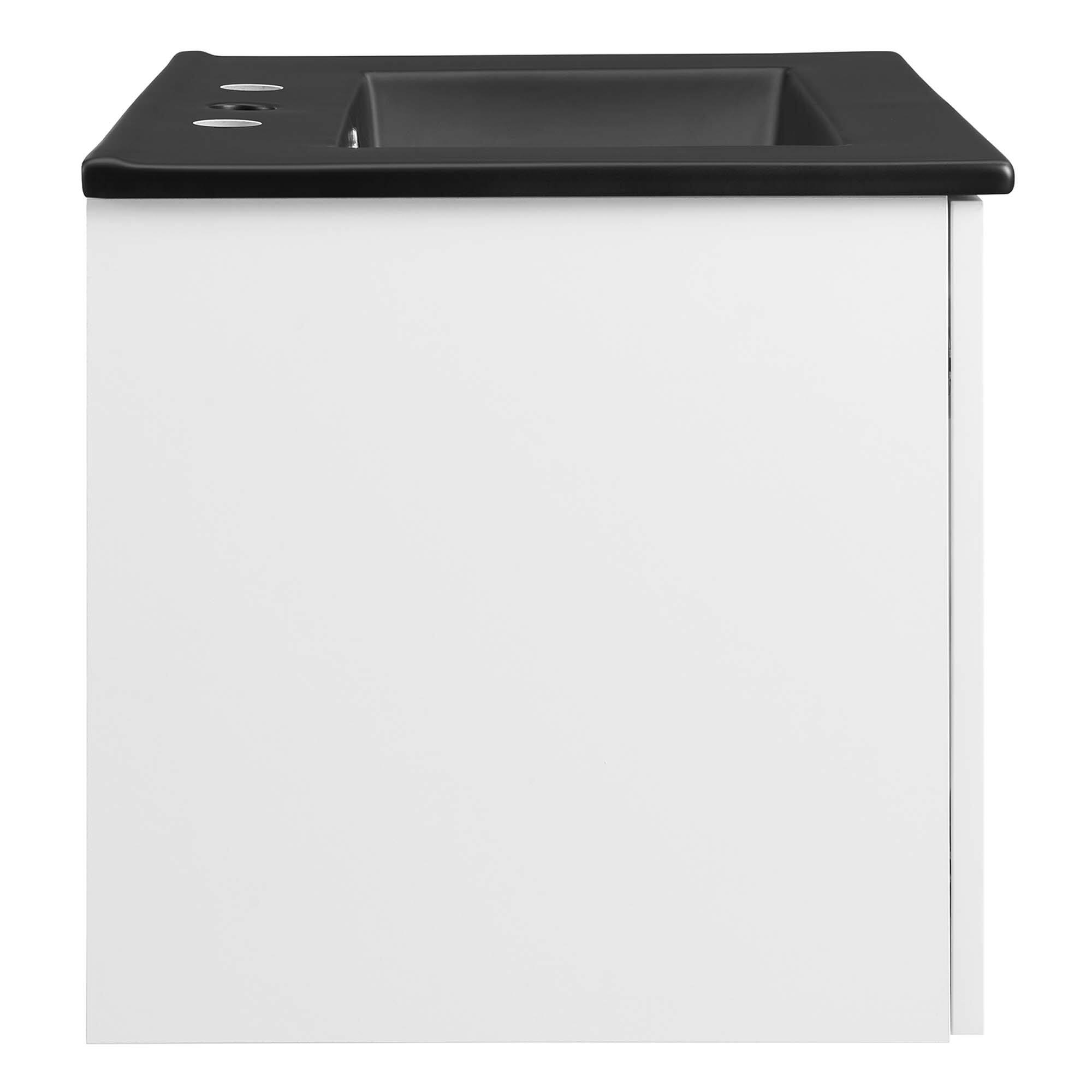 Alt View 1. Modway - Maybelle Wall-Mount Bathroom Vanity Basin Included - White Black.