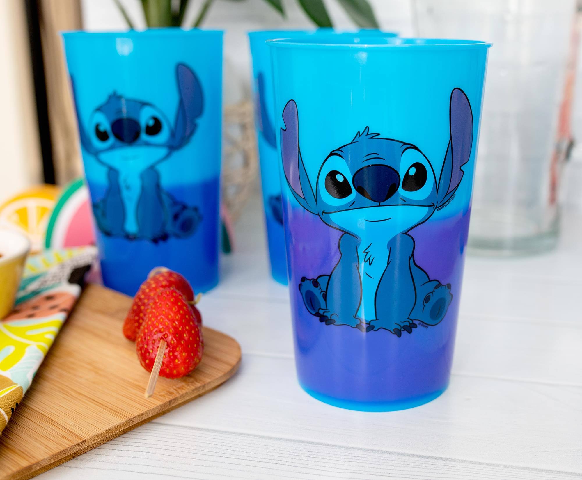 Alt View 4. Silver Buffalo - Disney Lilo & Stitch Color-Changing Plastic Cups | Set of 4 - Blue.